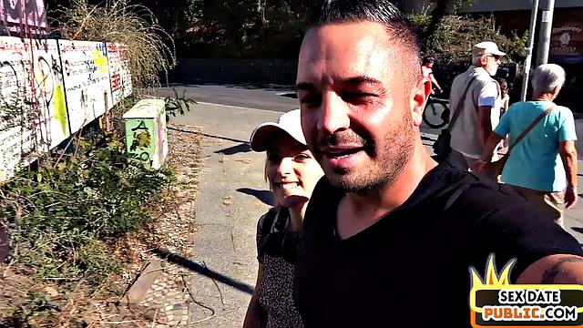 Slut cockbouncing outdoors