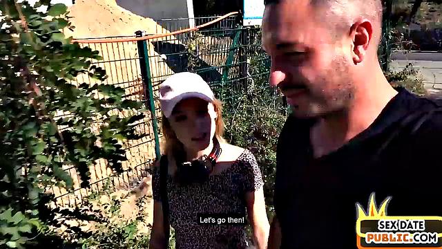 Slut cockbouncing outdoors