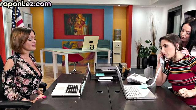 Classy analtoying babe assrimmed by boss in office 3some