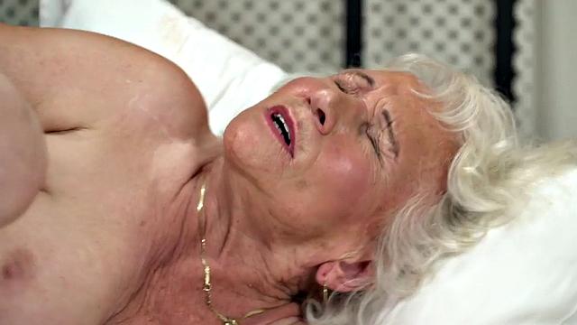 Hairy pussy granny enjoy in a young stud sex company