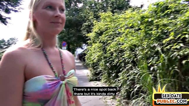 Public German babe rides cocks in outdoor Gonzo 3some