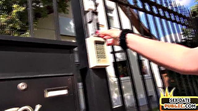 Public German babe rides cocks in outdoor Gonzo 3some