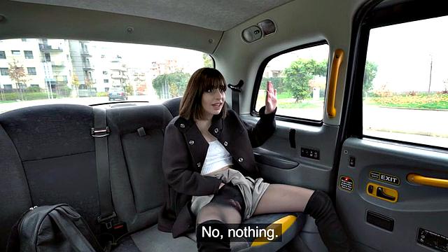 Skinny inked taxi client gets public fucked outdoors by driver