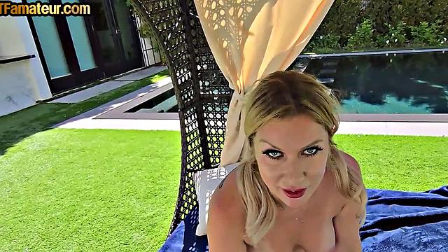 DTF stepmom POV fucked outdoor by stepson
