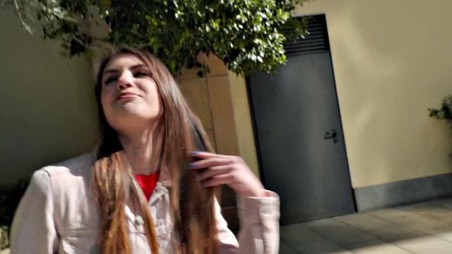 Watch this Ukrainian beauty get her bald pussy pounded in public by a hung dude