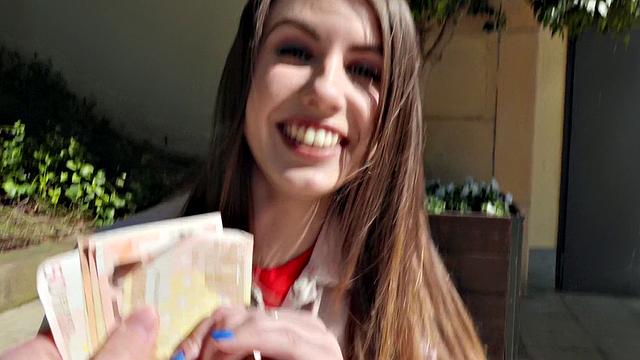 Watch this Ukrainian beauty get her bald pussy pounded in public by a hung dude