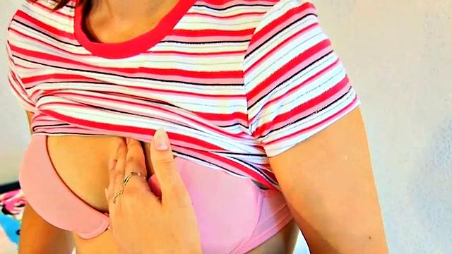 Slim Brunette Fingering Tight Pussy