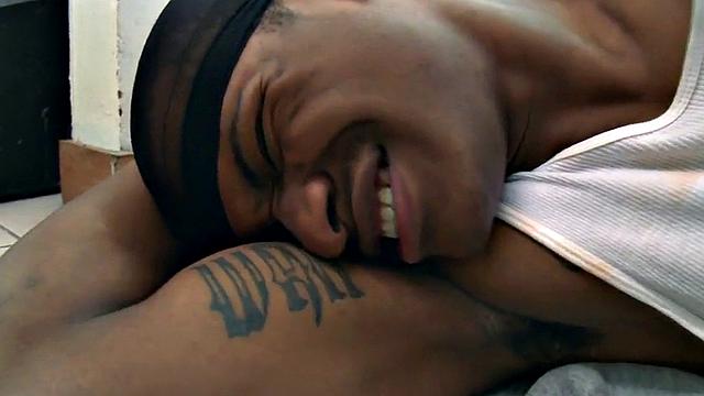 Ebony hottie gets her tight ass pounded in public while wearing a sexy tank top