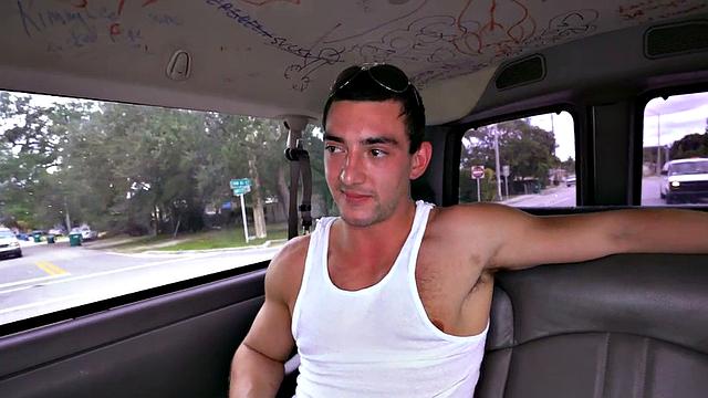 Pulled stud fucks gay in van till facial ending