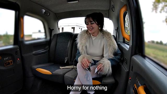 Public nympho bitch fucked by nice cock in car in POV