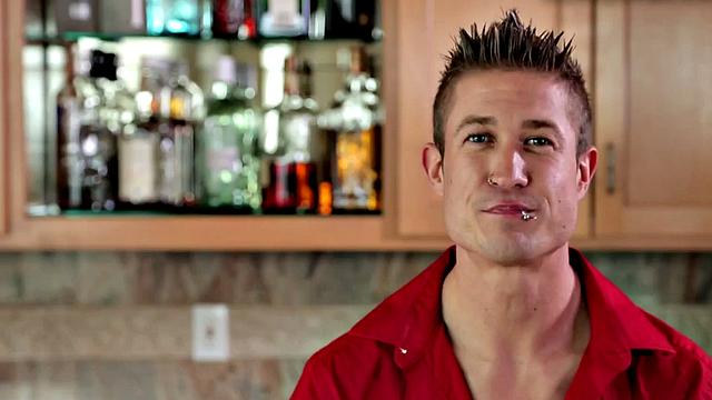 Ripped tattoo stud wanks his rod until spraying jizz