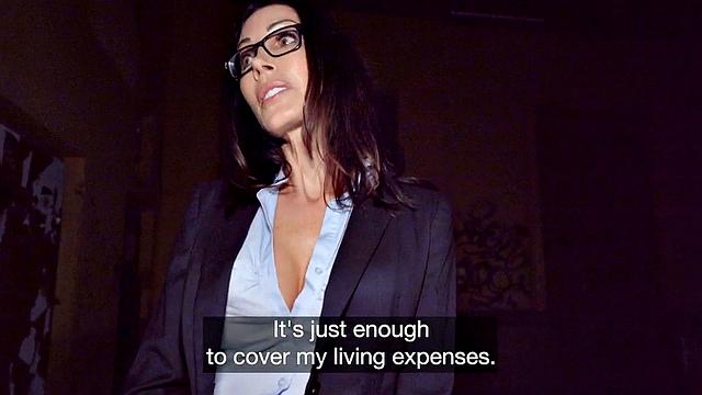 Picked up busty MILF deepthroating in POV