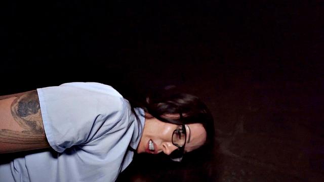 Picked up busty MILF deepthroating in POV