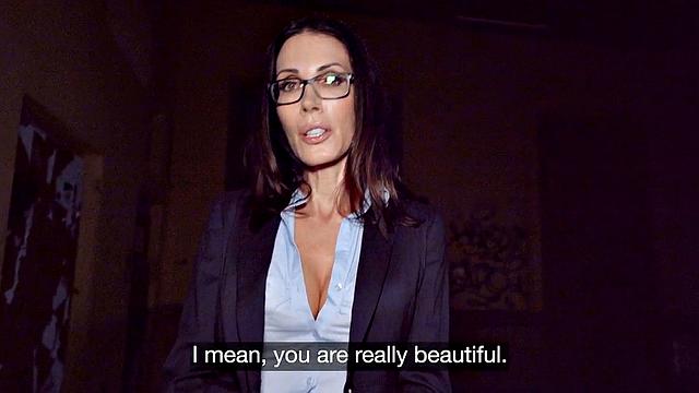 Picked up busty MILF deepthroating in POV