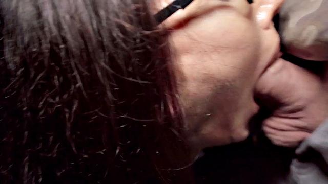 Picked up busty MILF deepthroating in POV