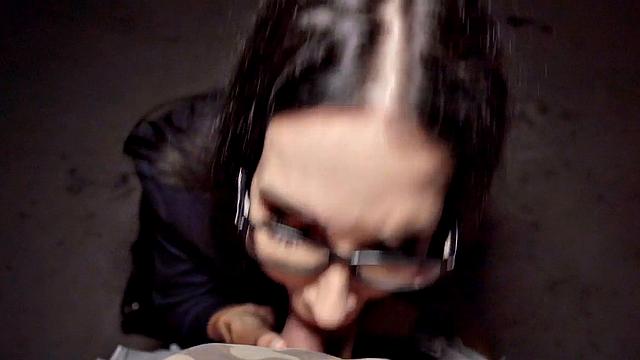 Picked up busty MILF deepthroating in POV