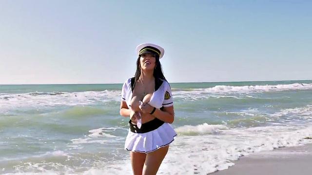 Big-titted Latina with tattoos gets pounded on the beach in POV