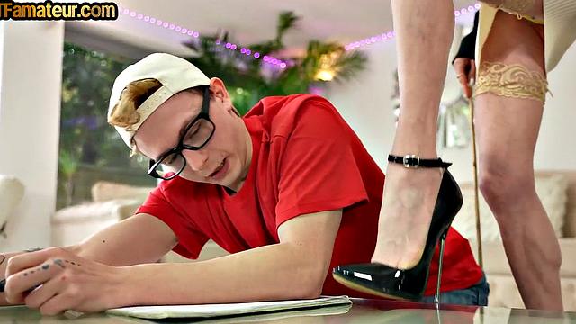 Stunning GILF cockriding at party