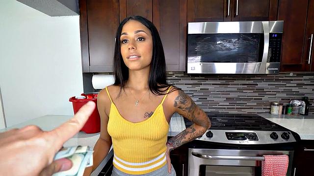 21yo ebony maid gets pussyrammed by boss after blowjob