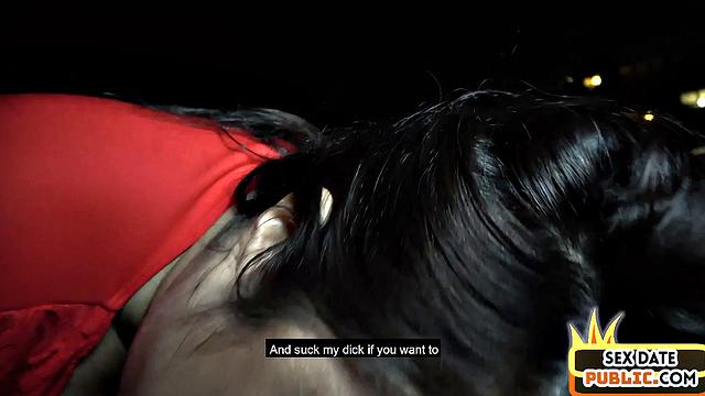 Chubby public slut gets fucked outdoors in car by sex date