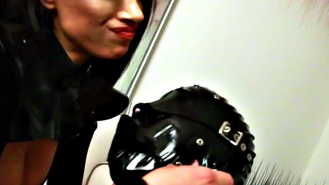 Submissive trans pegged by femdom mistress