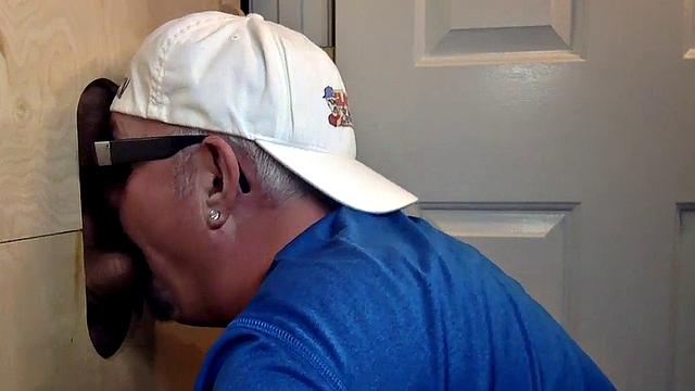 Deepthroating mature breeded from behind at gloryhole