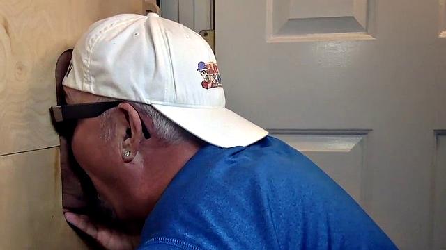 Deepthroating mature breeded from behind at gloryhole