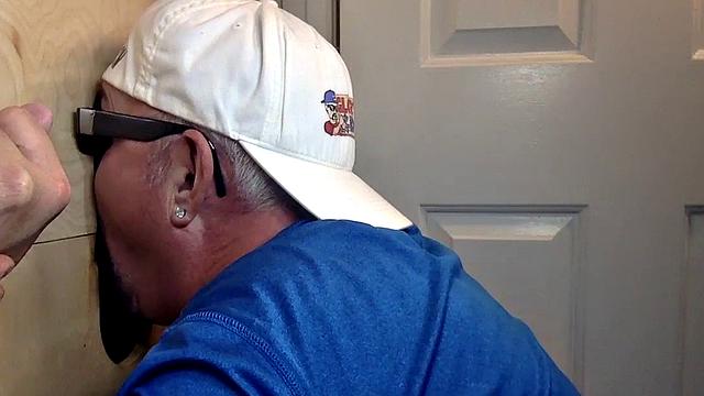 Deepthroating mature breeded from behind at gloryhole