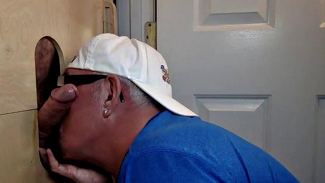 Deepthroating mature breeded from behind at gloryhole