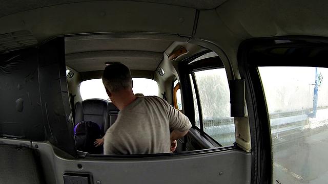 Blonde Changes Clothes in Cab