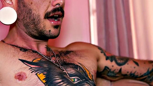 MTF tattooed boy fucks pussy of inked GF with strapon