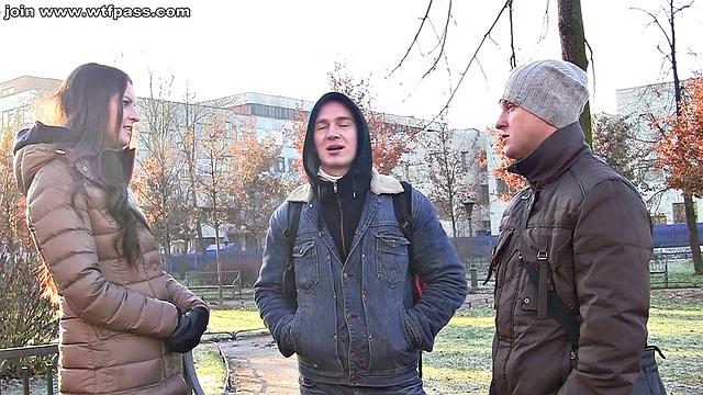 Smoking hot cutie paid to join in a MMF threesome