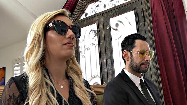 Grieving Blonde Widow Blows and Fucks Hard Dick Next to Cuckolded Husband