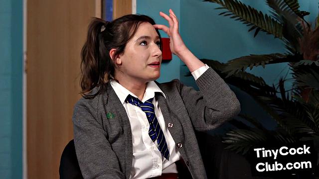 CFNM college uniform GF masturbates small cock till cumshot