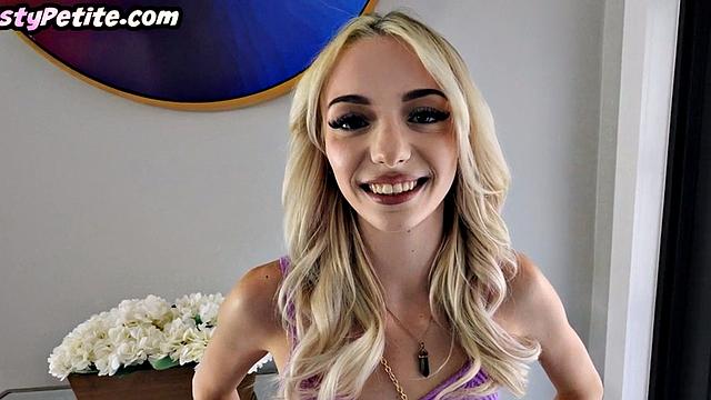 Lusty petite blondie pleasing her loaded rod in POV