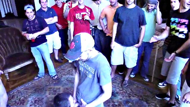 Hazed college stud assfucked for voyeuristic fraternity