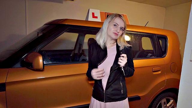 Drive euro babe banged by tutor outdoors in car