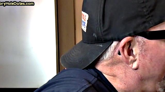 Gloryhole DILF sucks cock and gets fucked in greedy ass