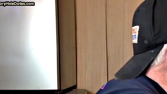 Gloryhole DILF sucks cock and gets fucked in greedy ass