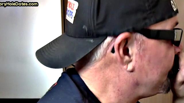 Gloryhole DILF sucks cock and gets fucked in greedy ass