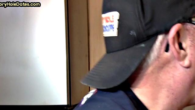 Gloryhole DILF sucks cock and gets fucked in greedy ass