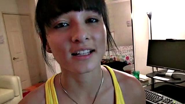 Petite teen takes hard cock in pussy