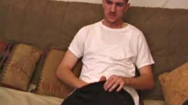 On a rainy day, Casper Cox is kpt from an afternoon of skateboarding, so he watches a video while stroking his cock. After lubing his meat, he works it awhile, before lubing up a jelly dildo and working his asshole with it.