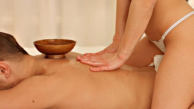 Babe on top during massage