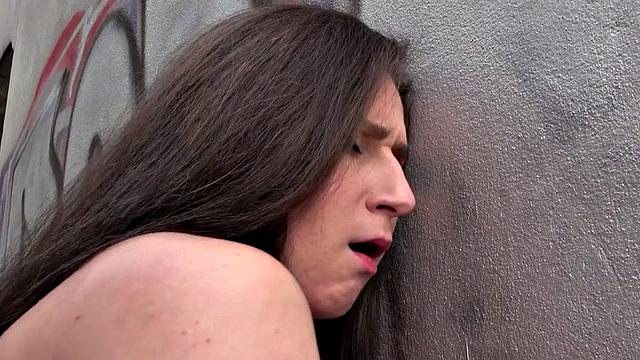 Slutty Czech chick POV fucked outdoors for cash after casting