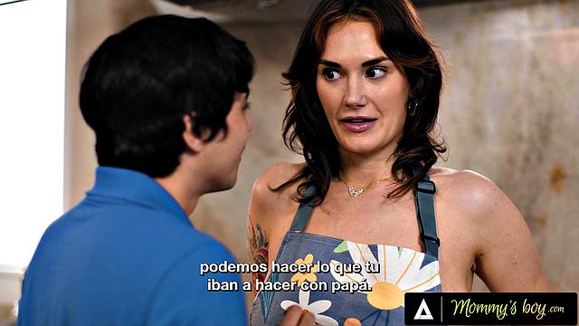 MOMMY'S BOY - MILF Siri Dahl Caught Naked In The Kitchen! Stepson Banged Hard! SPANISH SUBTITLES