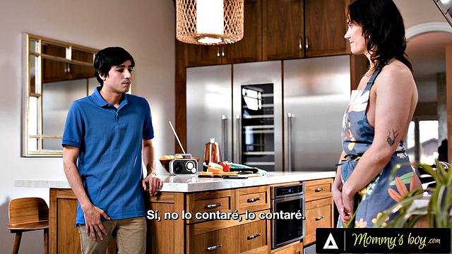 MOMMY'S BOY - MILF Siri Dahl Caught Naked In The Kitchen! Stepson Banged Hard! SPANISH SUBTITLES