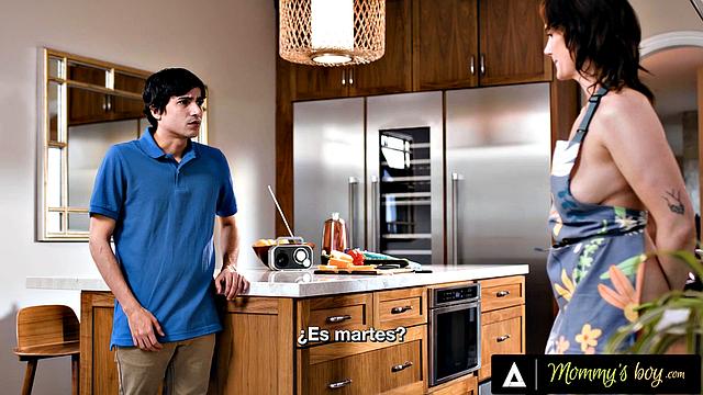 MOMMY'S BOY - MILF Siri Dahl Caught Naked In The Kitchen! Stepson Banged Hard! SPANISH SUBTITLES