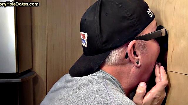 Cum-loving gloryhole DILF sucks BF's dong for mouthful of jizz