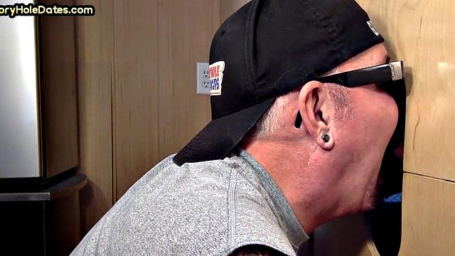 Cum-loving gloryhole DILF sucks BF's dong for mouthful of jizz